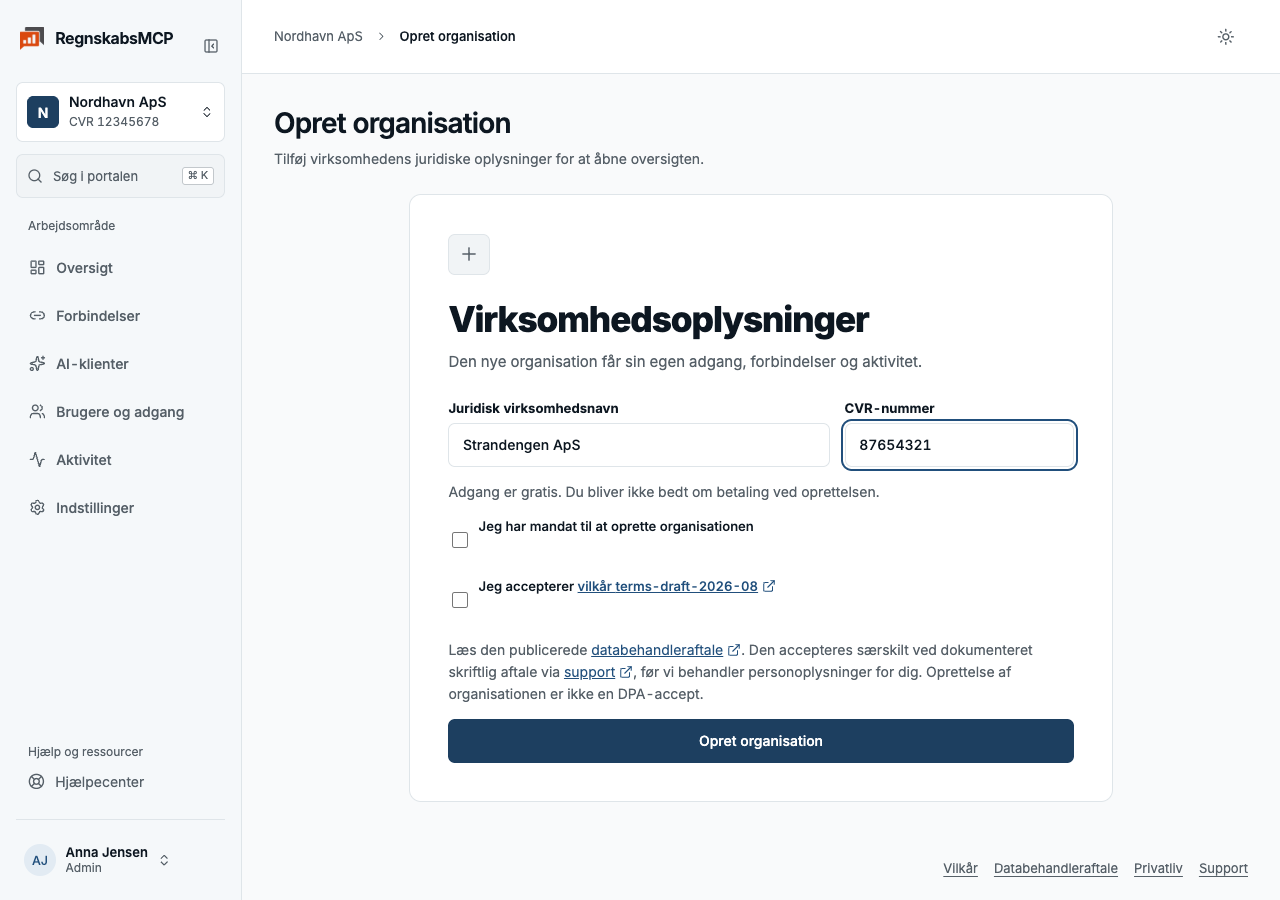 Oprettelse af et andet selskab med separat juridisk navn og CVR